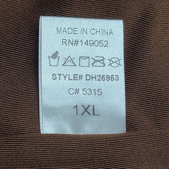 Fashion Nova Dress Womens 1X Brown From The Inside Out Ruched Mini Adjustable - Picture 5 of 10